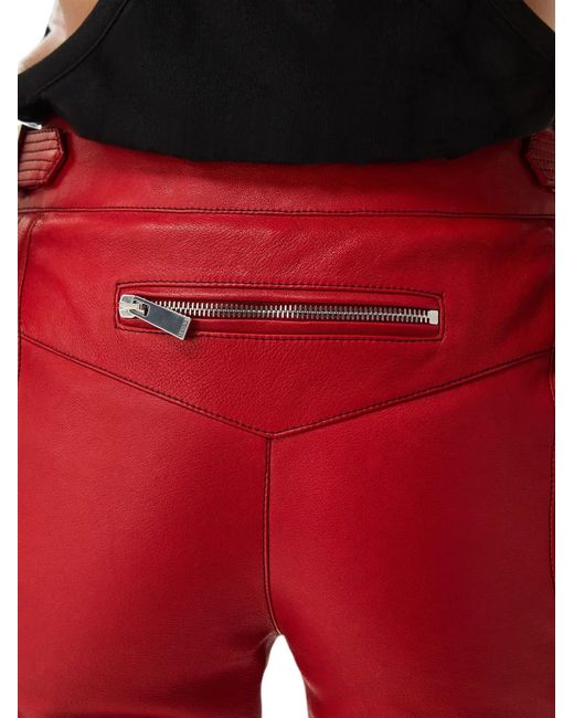 Versace Red Nappa Biker Trousers