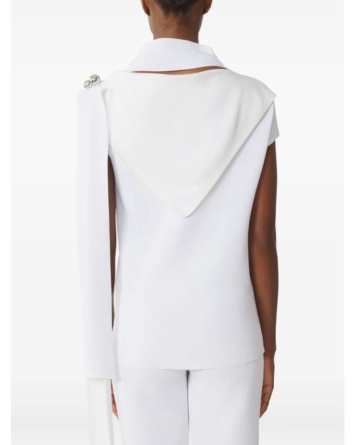 Lanvin White Sleeveless Button-Embellished Blouse