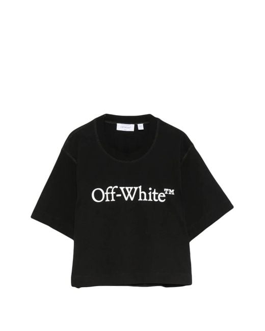 Off-White c/o Virgil Abloh Black Logo-Print Cropped T-Shirt