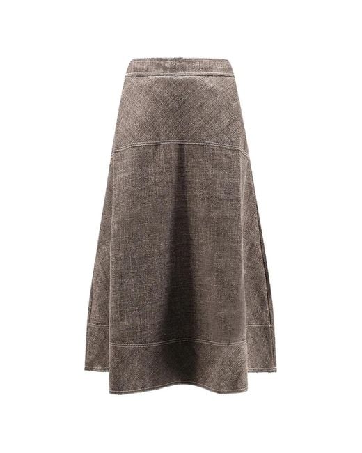 Soeur Brown Janelle Contrast-Stitch Midi Skirt