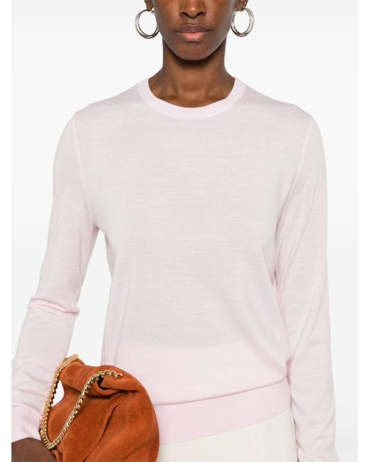 Crew-neck knitted jumper di Theory in Pink