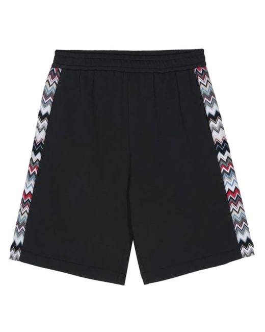 Missoni Black Zigzag-Detail Cotton Shorts for men