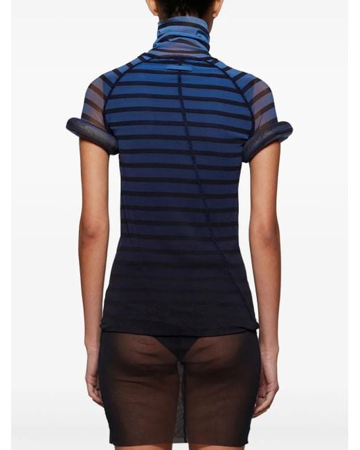 Jean Paul Gaultier Gestreepte Mesh Mini-Jurk in het Blue