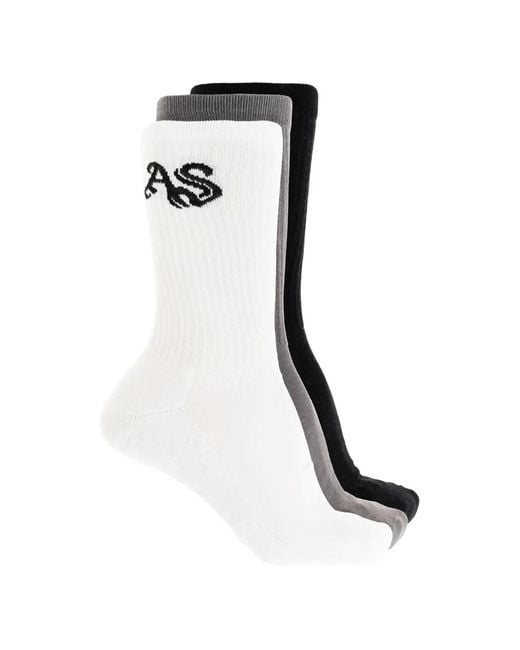AllSaints White Gothic Ribbed Cotton Socks (Set Of Three) for men