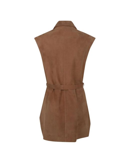 Desa Nineteenseventytwo Brown Button Belted Jacket