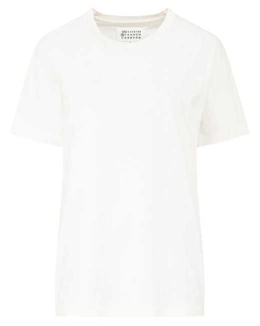 Maison Margiela White Reverse Cotton T-shirt With Backward Logo Embroidery