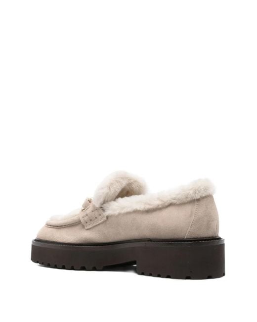 Doucal's Gray 40Mm Shearling Platform Loafers