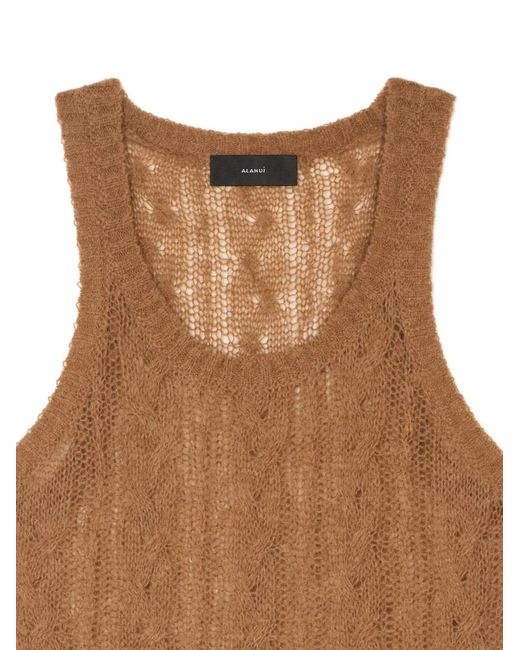 Alanui Brown Desert Drift Cable-Knit Tank Top