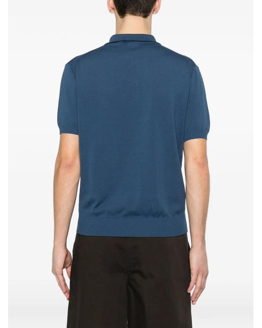 Canali Blue Short-Sleeve Polo Shirt for men