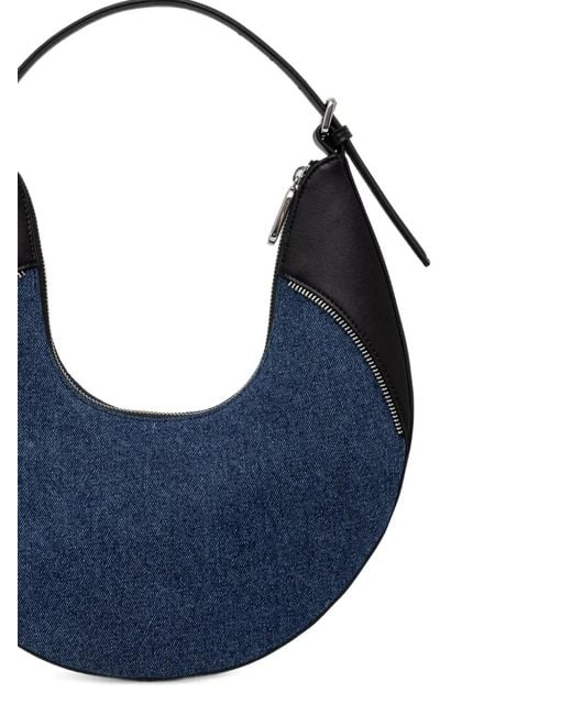 Karl Lagerfeld Blue Denim-Panelled Curved Tote Bag