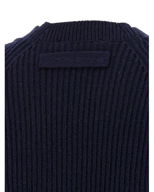 Cárdigan de canalé con dobladillo Victoria Beckham de color Blue