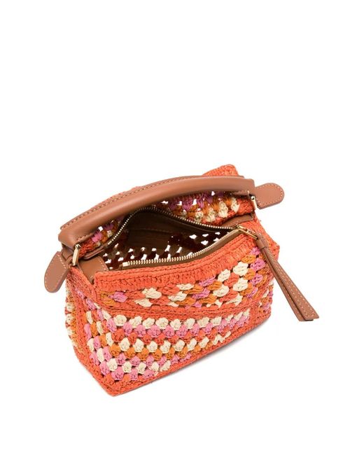 Loewe Red X Paula's Ibiza Puzzle Woven Clutch Bag