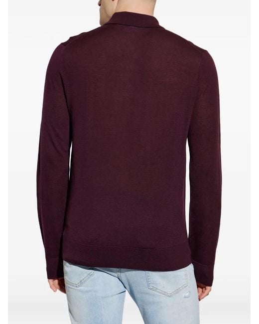 DSquared² Purple Button-Up Polo Sweater for men