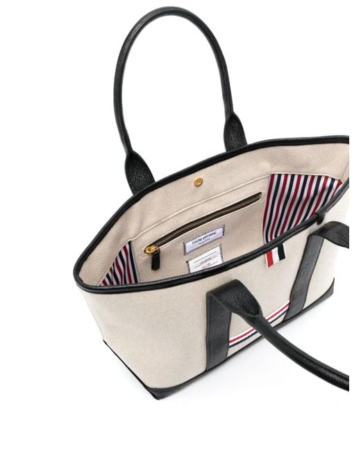 Thom Browne Natural Rwb-Stripe Tote Bag