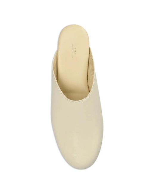 A.P.C. White Leather Mules