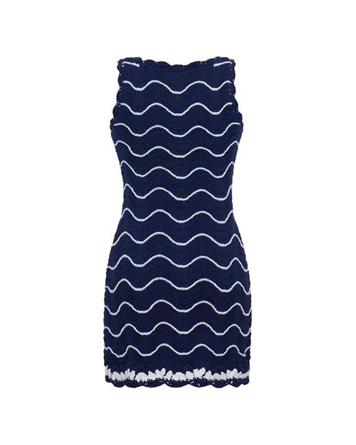 Cara Cara Blue Orel Zigzag-Knit Cotton Mini Dress