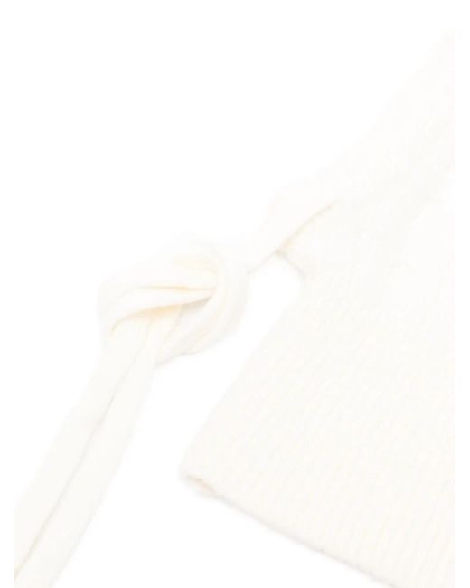 Polo Ralph Lauren White Ribbed-Knit Tie Balaclava