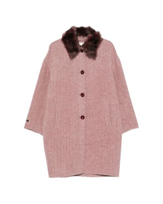 Manzoni 24 Pink Herringbone-Pattern Coat