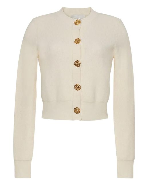 Cara Cara White Ellery Floral-Button Cardigan