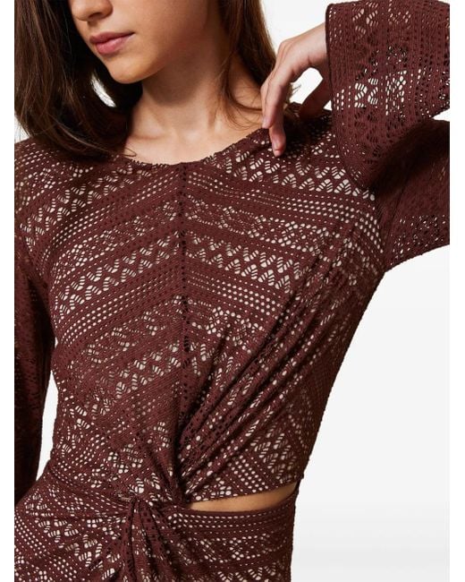 Twinset Brown Pointelle-Knit Dress