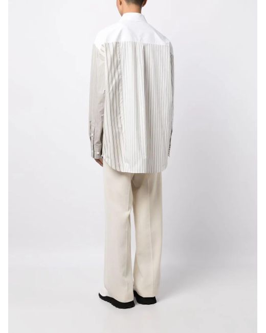 Feng Chen Wang White Striped Long-Sleeve Shirt for men
