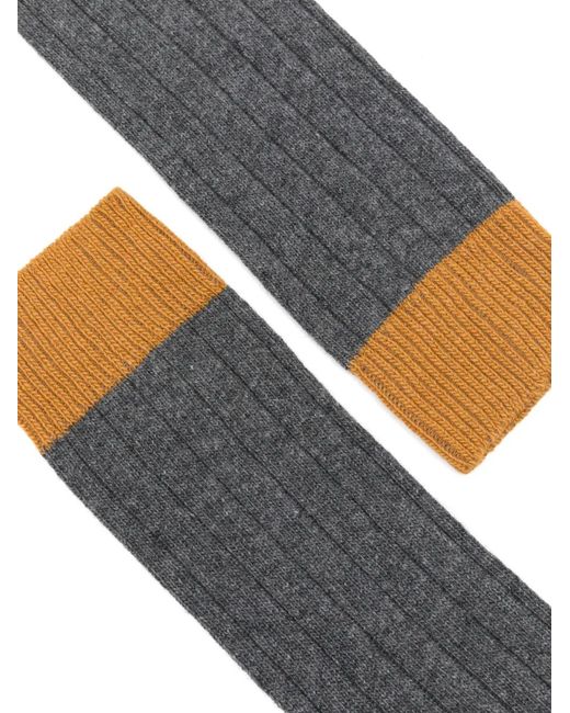 In The Box Gray Ribbed Colour-block Socks for men