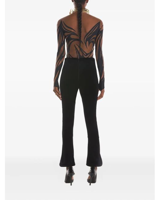Mugler White Abstract-Print Long-Sleeve Bodysuit