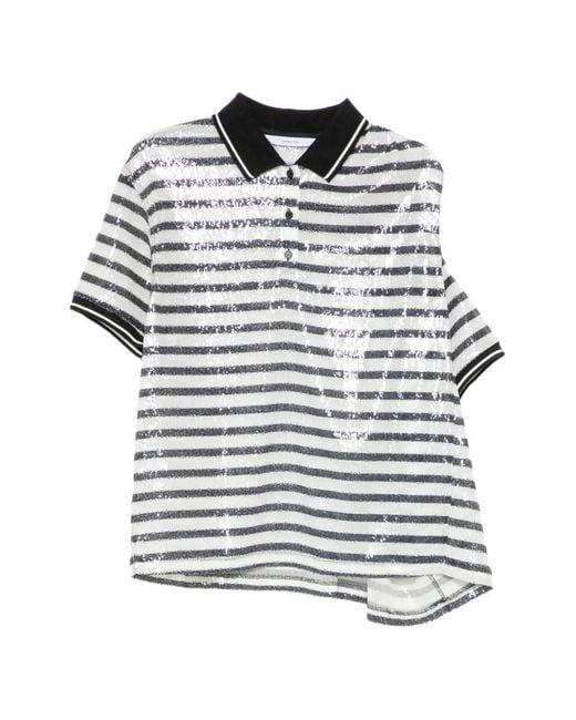 Pushbutton White Striped Polo Shirt