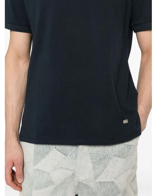 Just Cavalli Blue Piqué-Weave Polo Shirt for men