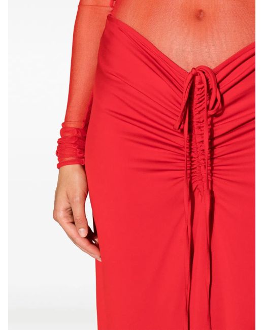 Christopher Esber Red High-Waist Draped Skirt