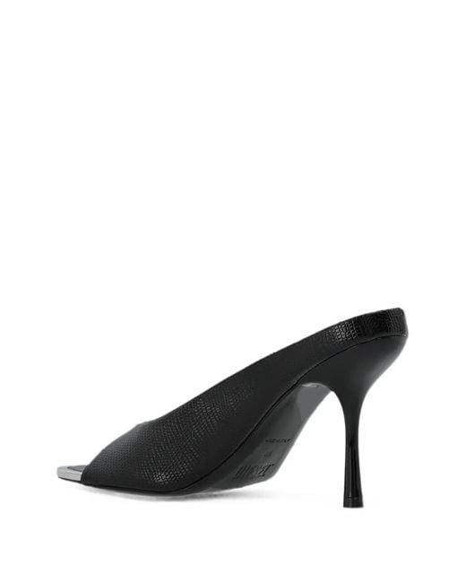 DIESEL Black D-Diams Lizard-Effect Leather Mules