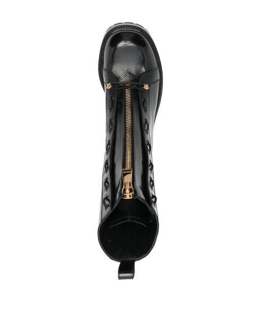 Versace Black Zip-Up Leather Boots for men