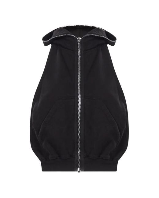 Rick Owens Blue Zip-Up Sleeveless Hoodie