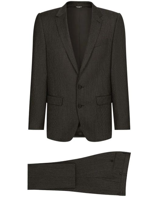 Dolce & Gabbana Black Peak-Lapels Straight-Leg Single-Breasted Suit for men
