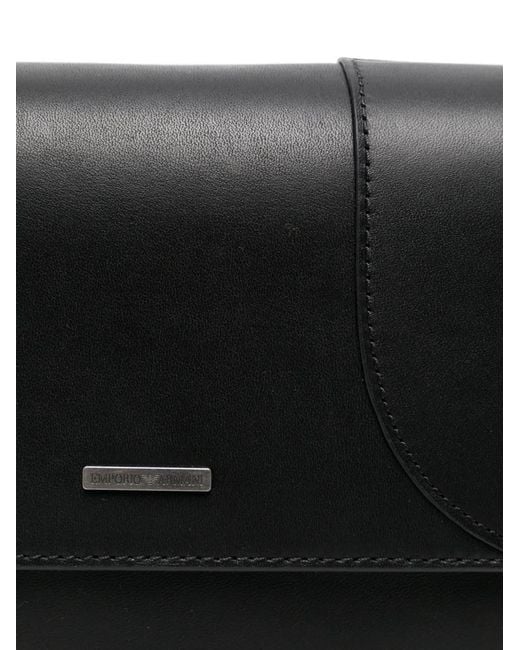 Emporio Armani White Logo-Plaque Leather Shoulder Bag for men