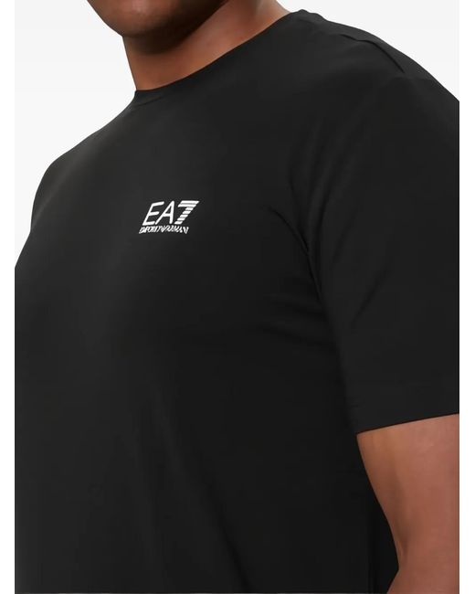 EA7 Black Logo Cotton T-Shirt for men