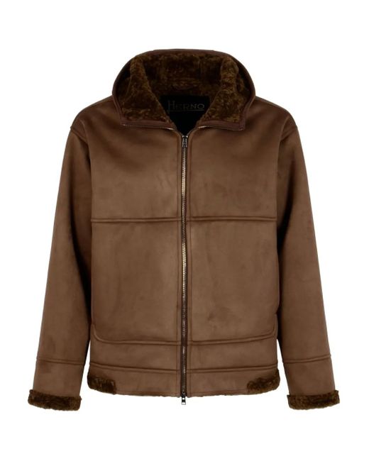 メンズ Herno ジップアップ フーデッドジャケット Brown