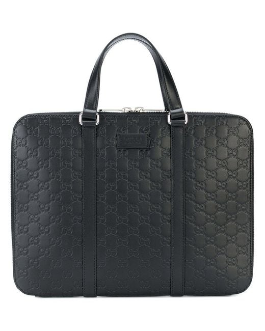 Gucci Black Signature Laptop Bag for men