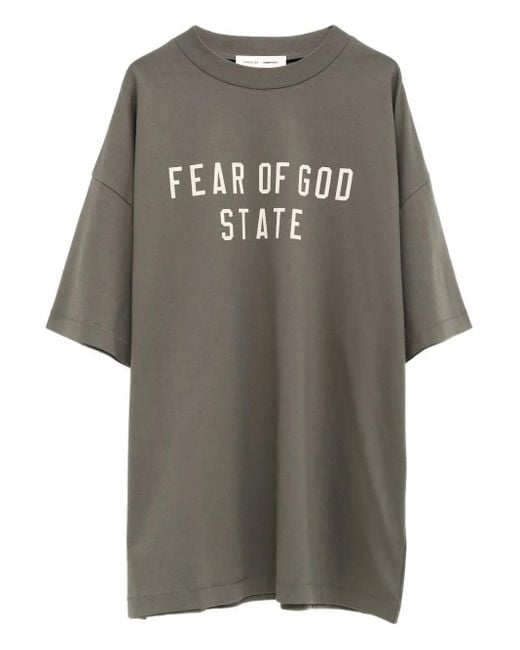 Fear Of God Gray Logo-Print T-Shirt for men