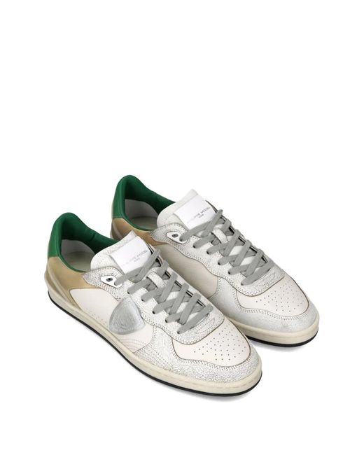 Philippe Model White Nice Textured Leather Sneakers for men