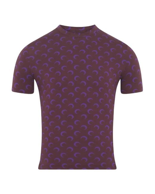 MARINE SERRE Purple Moon-Print Crew-Neck T-Shirt