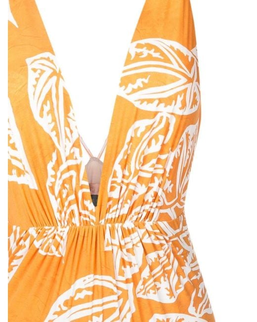 Clube Bossa Orange Clavert Leaf-Print Swimsuit