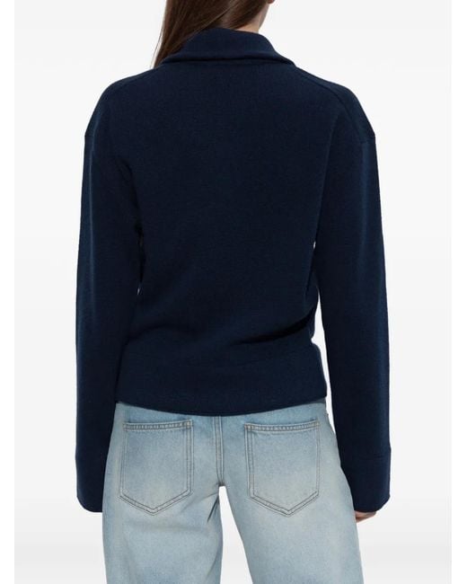 Victoria Beckham Blue Half-Zip Milano Sweater