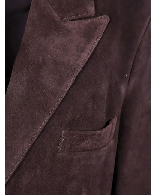 Arma Purple Single-Breasted Suede Coat