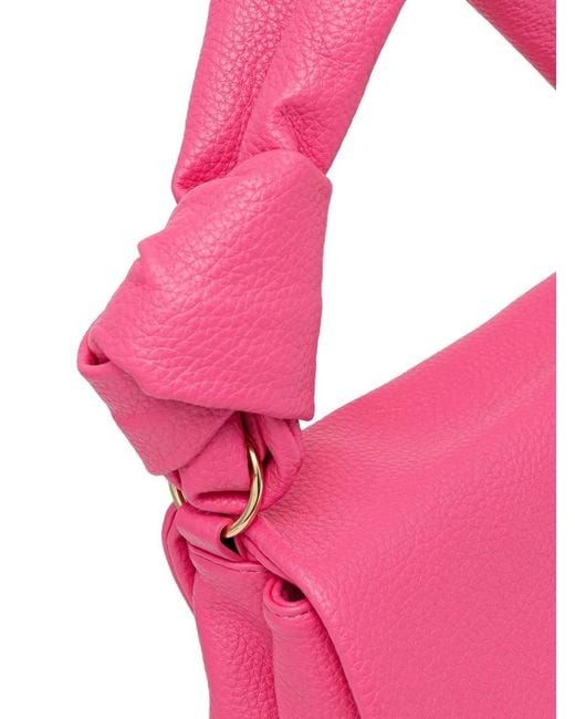 Lola Casademunt Pink Knotted-Handle Logo-Plaque Tote Bag