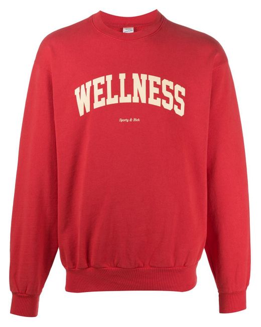 Sporty & Rich Sweatshirt mit "Wellness"-Slogan in Red für Herren