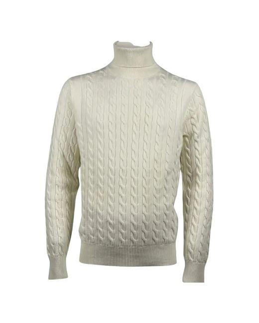 Malo Gray Cable-Knit Roll-Neck Sweater for men