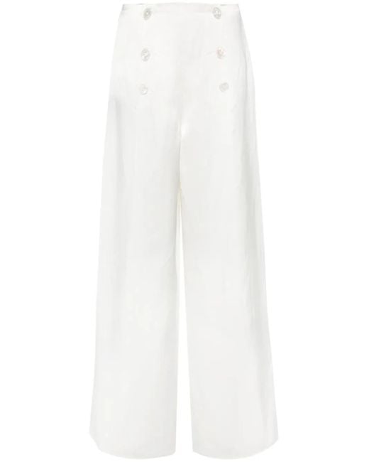 Ralph Lauren White Satin Wide-Leg Trousers