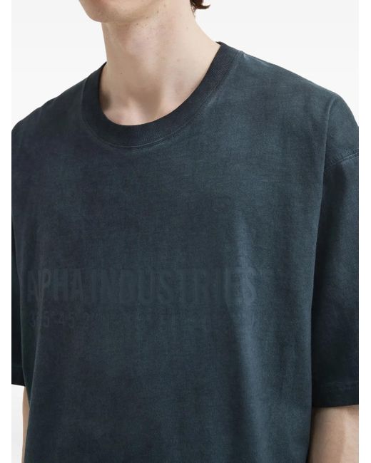 Alpha Industries Blue Logo-Print Crew-Neck T-Shirt for men