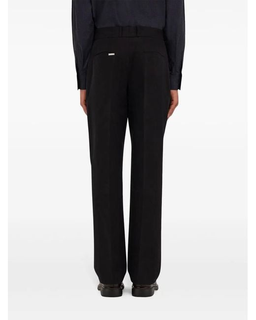Ferragamo Black Logo-Tag Cotton Straight-Leg Trousers for men